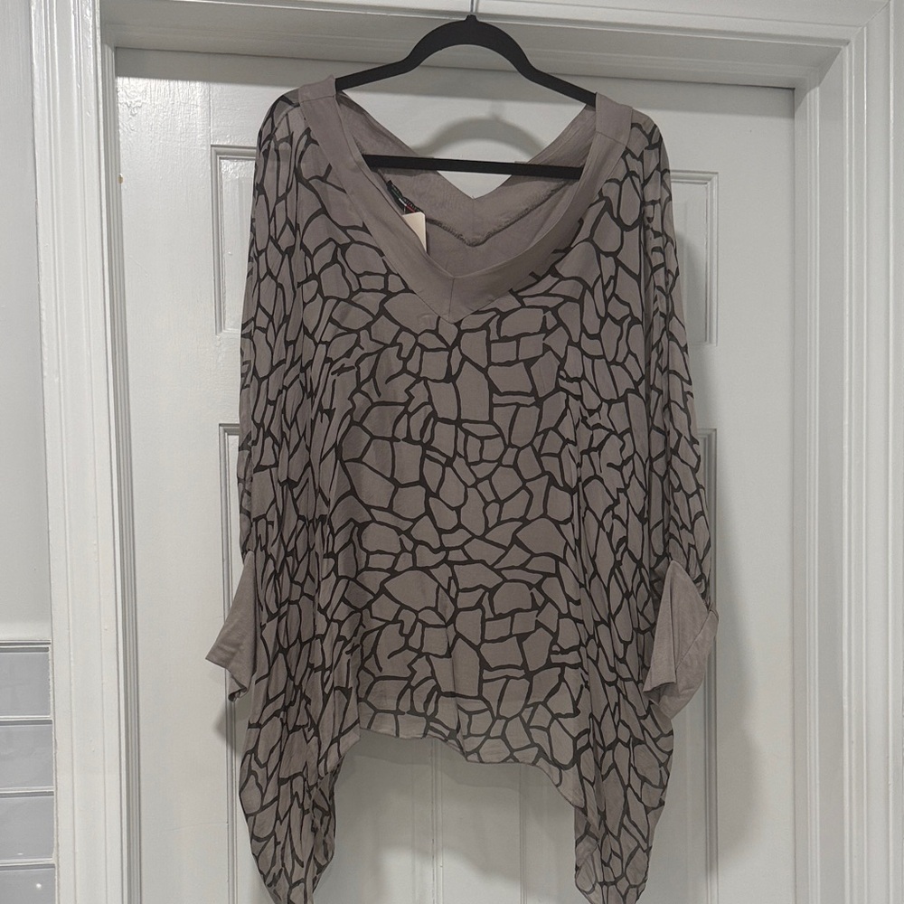 Gray Patterned Women's Top viscose